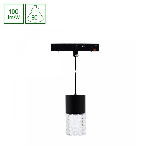 7W SHIFT BASIC HANGIT CRISTAL Schienenspot für 48V - 100lm/W, neutralweiß, 110cm Seil, für Magnetschiene