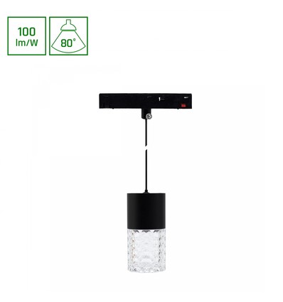 7W SHIFT BASIC HANGIT CRISTAL Schienenspot für 48V - 100lm/W, neutralweiß, 110cm Seil, für Magnetschiene