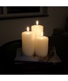 LED Stumpenkerzen, 3 Stk., Flammen-Effekt, weiß - Inkl Fernbedienung und Timer, 10/12,5/15cm hoch, Ø7,5cm, Echtwachs