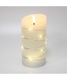 LED-Kerze mit Lichterkette, 15cm, Flammeneffekt - Ø7,5cm