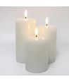 LED Stumpenkerzen, 3 Stk., Flammen-Effekt, weiß - Inkl Fernbedienung und Timer, 10/12,5/15cm hoch, Ø7,5cm, Echtwachs