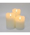 3er-Set LED-Kerzen 10cm, Flammeneffekt, weiß - Ø7,5cm