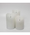 3er-Set LED-Kerzen 10cm, Flammeneffekt, weiß - Ø7,5cm