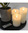 3er-Set LED-Kerzen 10cm, Flammeneffekt, weiß - Ø7,5cm