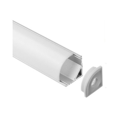 Alu Eckprofil 16x16 für LED Streifen - 1m, inkl. milchiger Abdeckung, Clips und Endkappen, eloxiert