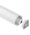 Alu Eckprofil 16x16 für LED Streifen - 1m, inkl. milchiger Abdeckung, Clips und Endkappen, eloxiert