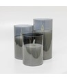 LED-Kerzen in Rauchglas Ø7,5cm, 3 Stk, bewegliche Flamme