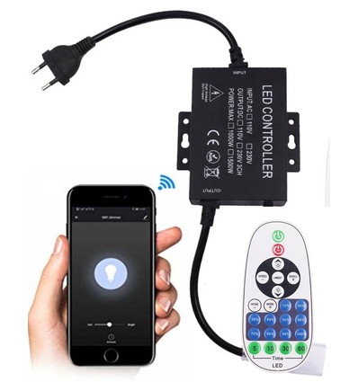 230V WiFi Smart Home Dimmer - Inkl. Endkappe, für 230V (Typ Q), Speicherfunktion, max. 100 m