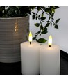 LED Blockkerzen, 2 Stück, Flammeneffekt, weiß - 7,5 cm hoch, Ø5 cm, mit Fernbedienung, echtes Wachs