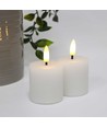 LED Blockkerzen, 2 Stk., Flammeneffekt, weiß - 5 cm hoch, Ø 5 cm, mit Fernbedienung, echtes Wachs