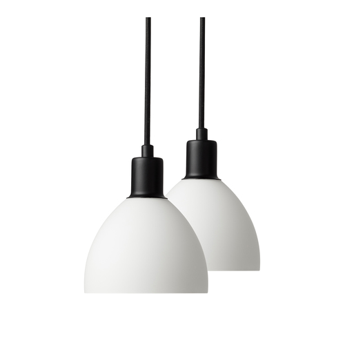 IDA Pendel-Set aus Opalglas / Schwarzes Stoffkabel - Nielsen Light