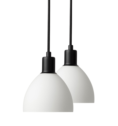 IDA Pendel-Set aus Opalglas / Schwarzes Stoffkabel - Nielsen Light