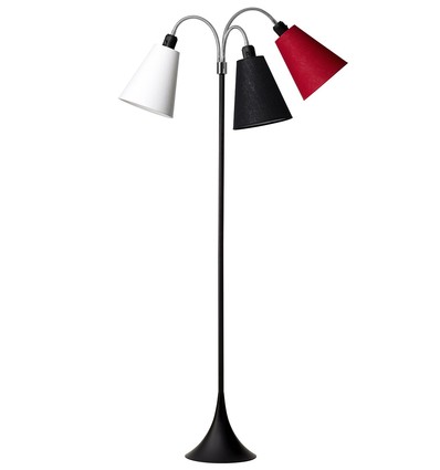 Trafik Stehlampe E27 in Schwarz mit Lampenschirmen in Weiß/Schwarz/Rot - Nielsen Light