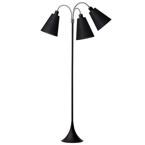 Trafik Stehlampe E27 in Schwarz mit 3 Schirmen in Schwarz - Nielsen Light