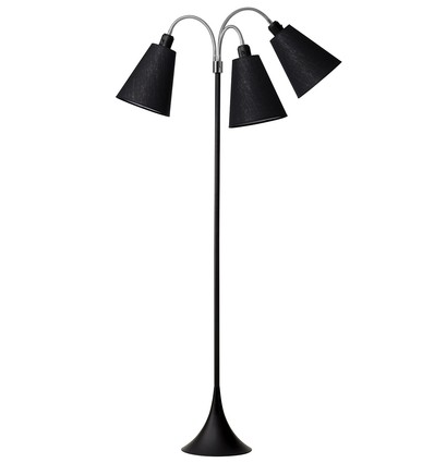Trafik Stehlampe E27 in Schwarz mit 3 Schirmen in Schwarz - Nielsen Light