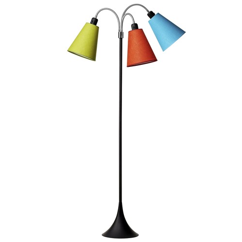 Trafik Stehleuchte E27 in Schwarz mit Orange/Türkis/Limette - Nielsen Light