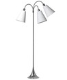 Trafik Stehlampe E27 in Chrom mit 3 weißen Schirmen - Nielsen Light