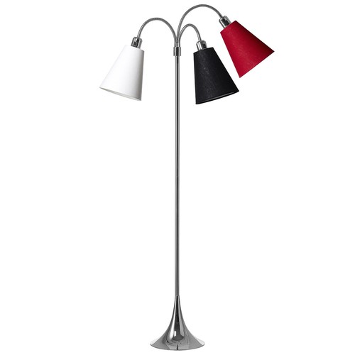 Trafik Stehlampe E27 in Chrom mit Weiß/Schwarz/Rot - Nielsen Light