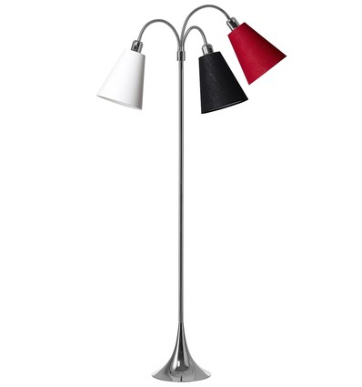 Trafik Stehlampe E27 in Chrom mit Weiß/Schwarz/Rot - Nielsen Light