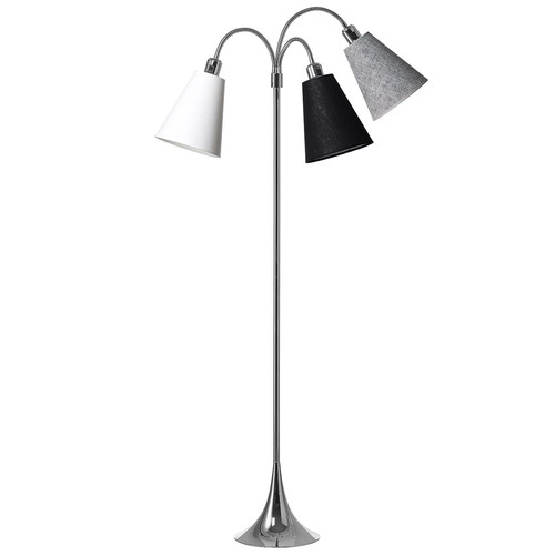 Trafik Stehlampe E27 in Chrom mit Weiß/Schwarz/Schwarz Genarbt - Nielsen Light
