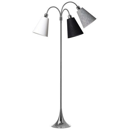 Trafik Stehlampe E27 in Chrom mit Weiß/Schwarz/Schwarz Genarbt - Nielsen Light