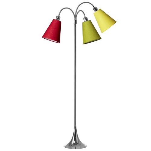 Trafik Stehlampe E27 in Chrom mit Limette/Gelb/Rot - Nielsen Light