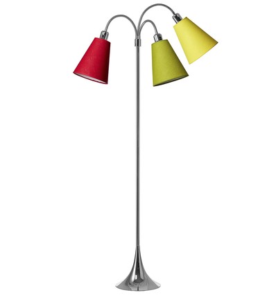 Trafik Stehlampe E27 in Chrom mit Limette/Gelb/Rot - Nielsen Light