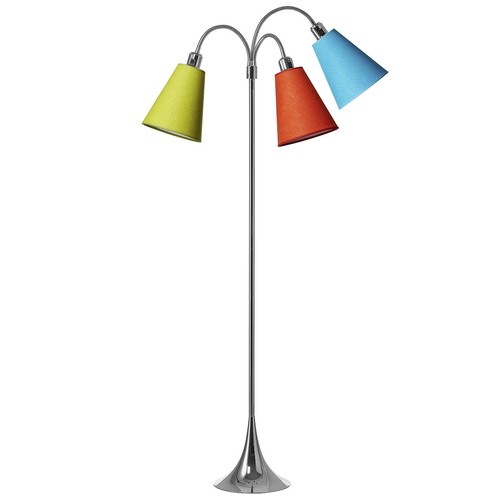 Trafik Stehlampe E27 in Chrom mit Orange/Türkis/Limette - Nielsen Light