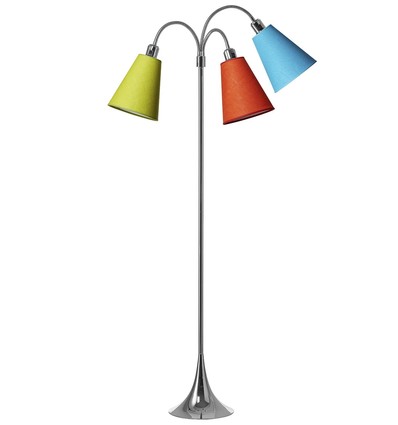 Trafik Stehlampe E27 in Chrom mit Orange/Türkis/Limette - Nielsen Light