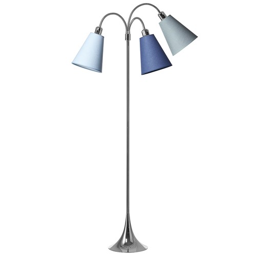 Trafik Stehlampe E27 in Chrom mit Dala/Türkis/Hellblau - Nielsen Light