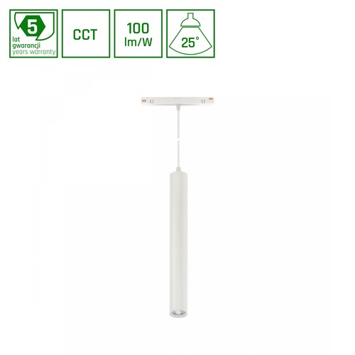 12W SYSTEM SHIFT CCT-HANGIT Schienenspot für Pendelleuchte - 48V, RA90, 25°, weiß, 5 Jahre Garantie