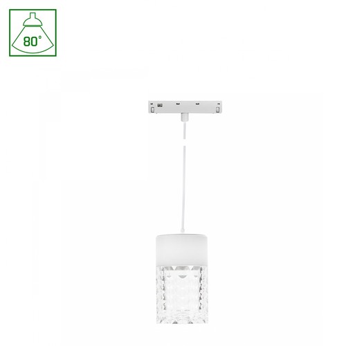7W SYSTEM SHIFT BASIC HANGIT CRISTAL Schienenspot, 48V - 2700K, 80°, IP20, 110cm Seilaufhängung