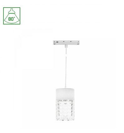 7W SYSTEM SHIFT BASIC HANGIT CRISTAL Schienenspot, 48V - 2700K, 80°, IP20, 110cm Seilaufhängung