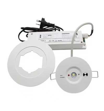 3W LED Notbeleuchtung Spot für Deckenmontage - Lochausschnitt: Ø7,5-12,5 cm, 3 Stunden Akku, weiß