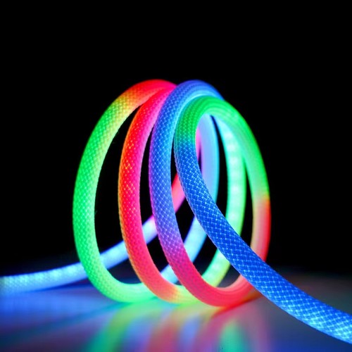 5m RGBIC Neon Flex Schlauch - USB, geflochtenes Seil, Bluetooth App, Fernbedienung, Komplettset