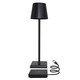 LED-Tischlampe mit kabelloser Ladefunktion - Schwarz, IP54 für Innen- und Außenbereich, Touch-dimmbar