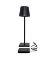 LED-Tischlampe mit kabelloser Ladefunktion - Schwarz, IP54 für Innen- und Außenbereich, Touch-dimmbar