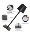 LED-Tischlampe mit kabelloser Ladefunktion - Schwarz, IP54 für Innen- und Außenbereich, Touch-dimmbar