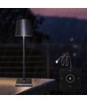 LED-Tischlampe mit kabelloser Ladefunktion - Schwarz, IP54 für Innen- und Außenbereich, Touch-dimmbar
