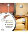 LED Tischlampe inkl. kabellosem Laden - Weiß, IP54 Innen/Außen, Touch dimmbar