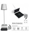 LED Tischlampe inkl. kabellosem Laden - Weiß, IP54 Innen/Außen, Touch dimmbar