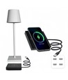 LED Tischlampe inkl. kabellosem Laden - Weiß, IP54 Innen/Außen, Touch dimmbar