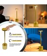 Wiederaufladbare LED-Tischlampe mit kabellosem Laden - Gold, IP54 Innen/Außen, Touch-dimmbar