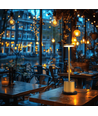 Wiederaufladbare LED-Tischlampe mit kabellosem Laden - Gold, IP54 Innen/Außen, Touch-dimmbar