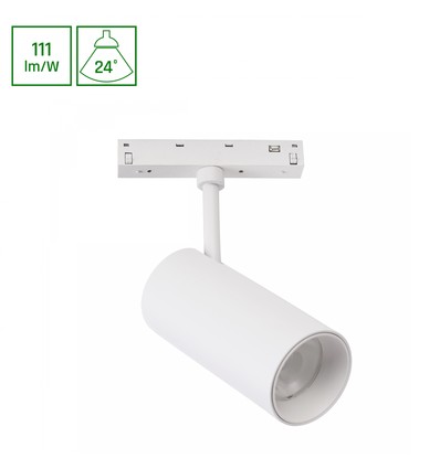20W SHIFT BASIC SPOT L für 48V Schienensystem - 2220lm, 24°, 2700K, weißes Gehäuse, IP20