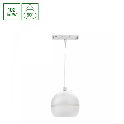 10W SHIFT BASIC GLOBE RING PENDANT Schienenspot, 48V - 1020lm, 2700K, weiß, IP20, inkl. Leuchtmittel