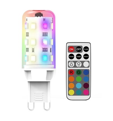 2er-Set G9 2W RGBW LED-Leuchtmittel - Inkl. RF-Fernbedienung