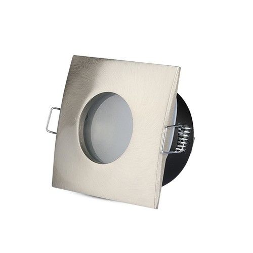 GU10 Einbaustrahler, quadratisch - Satin Nickel, IP54 Feuchtraum, Ausschnitt: Ø7,5 cm, Maße: 8,4 x 8,4 cm
