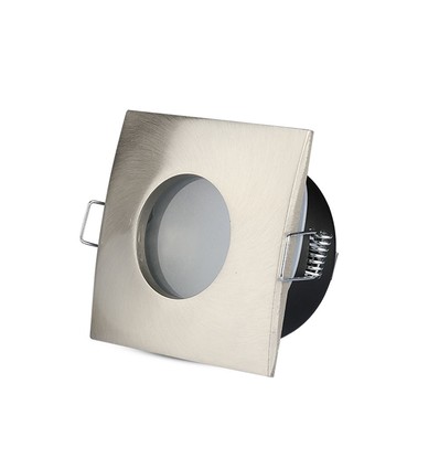 GU10 Einbaustrahler, quadratisch - Satin Nickel, IP54 Feuchtraum, Ausschnitt: Ø7,5 cm, Maße: 8,4 x 8,4 cm