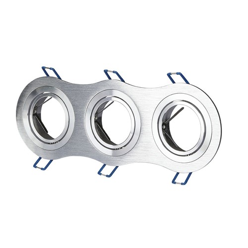 3xGU10 Einbaustrahler - Rund, Aluminium gebürstet, IP20 Innenbereich, ohne Leuchtmittel